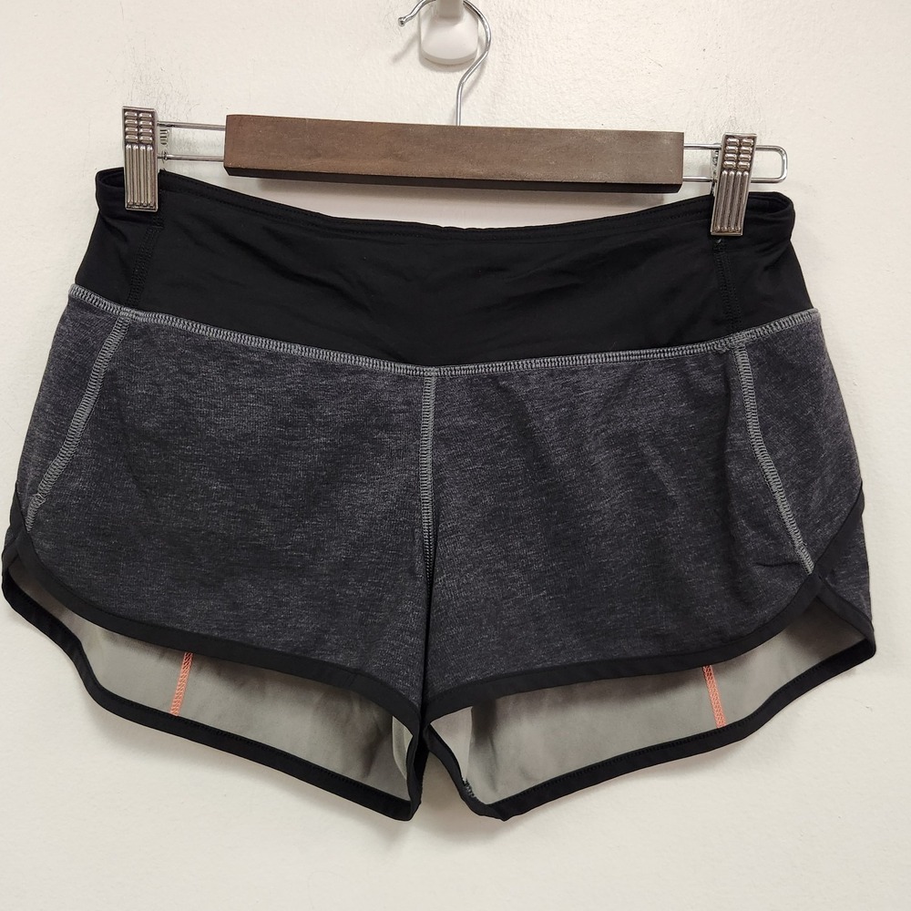 Lululemon Womens Low‎ Rise 3 In Inseam Pull On Lined Shorts Size 4 Black Gray